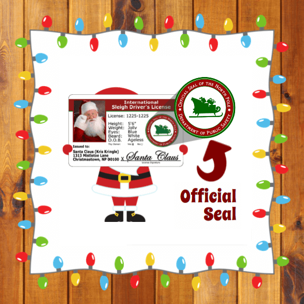 Santa’s License - Proof of Santa sleigh driver license card